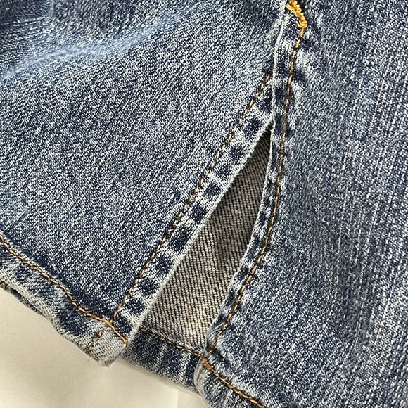 Eddie Bauer Bootcut Jeans Womens Size 12 Dark Blue Stretch Denim Side Slits - Picture 6 of 7